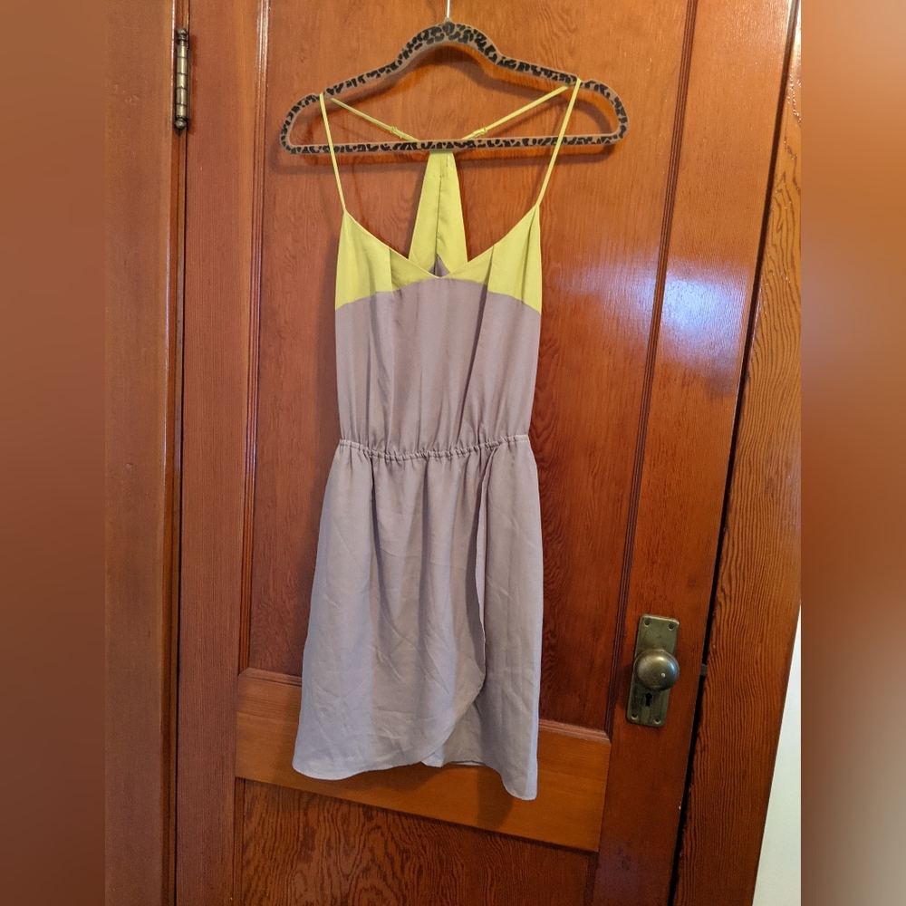 BCBGeneration Yellow and Taupe Mini Dress